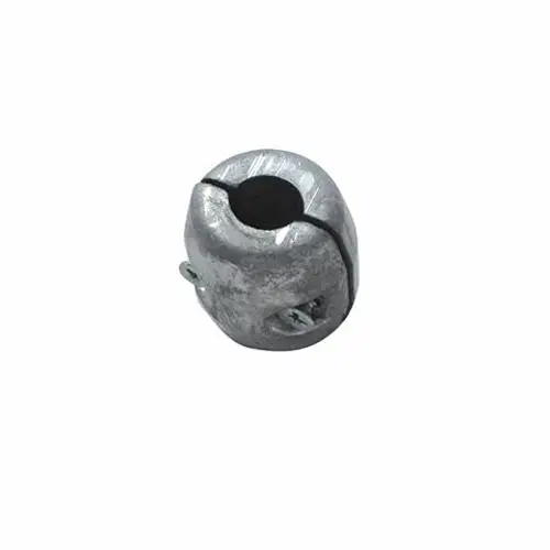 Bleigewicht in silberner Metalloptik, teilweise geöffnet, mit einer Führungsrille. Zubehörteil, möglicherweise von Kludi, zur Anwendung in Sanitäranlagen.
